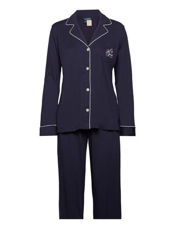 Lrl Hammond Knit Collar Pj Set Pyjama Navy Lauren Ralph Lauren Homewear