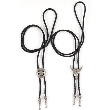 st Mode Bolo -solmiot nahkainen solmio kaulakoru lehmän pääkallo, Ranger Star musta solmio kaulakoru Western Cowboy Vintage Bolo -solmio Retro -solmio