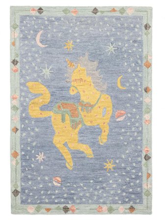 Tappeto Bambini Unicorn Blu/Verde Menta Piccolo Oeko-Tex