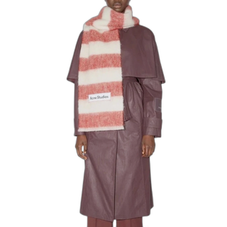 Acne Studios rödvit randig halsduk scarf i alpacka & ull
