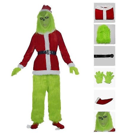Santa Grinch Cosplay Kostyme Hvordan Grinchen Stjal Julen Dress Halloween Sett