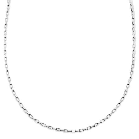 New Classics | 3mm Silver-Tone Stainless Steel Rectangular Cable Chain Necklace for Men - Chain necklaces