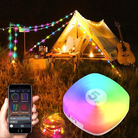 3-i-1 Udtrækkelige Lys - Vandtætte & APP-styrede | Indendørs/Udendørs til Camping, Terrasse (Hvid)