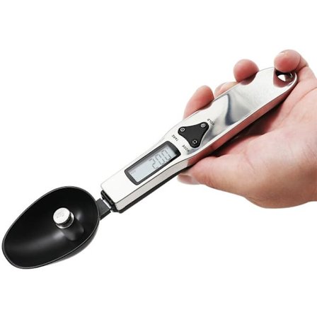 Köksvåg, 500/0,1 g, exakt elektronisk digital, utbytbar sked