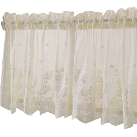 1 stk Blomstrete Blonde Gardinpanel Brodert Halvtransparent Kort Vindusgardin for Kjøkken Vakkert Spisestue Vindusdekorasjon 13041cm Beige