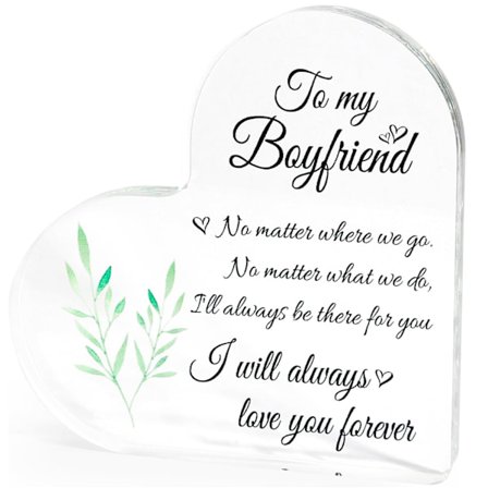 Till pojkvän, presentidéer, akrylhjärta, present till honom, akrylplakett, prydnadsskylt, födelsedagspresent till honom, alla hjärtans dag-presenter