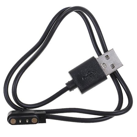 Magnetisk 2-stifts 4 mm avstånd armband Laddningskabel för Smart Watch SVART