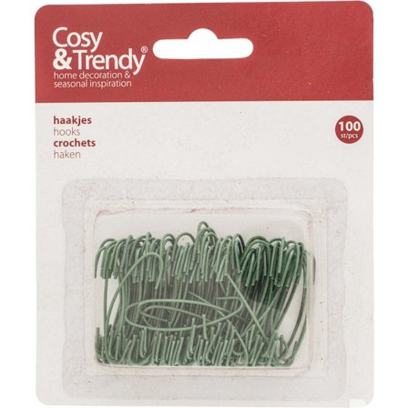 ING Cosy & Trendy Julekuglekroge - 100x - Grøn - 4 cm - Ophæng til julekugler - Julepynt