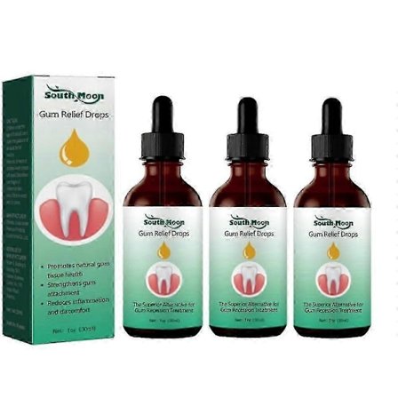 3 stk. Gum Regrowth Drops, Naturlig Gum Restore Flydende Mundskyl, Gum Therapy Drops Tilbagetrækkende Gummi Reparationsbehandling