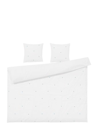 Juna | Daisy Påslakanset 220X220 Cm Vit/Ljusblå Se | 220X220CM