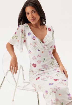 Bubbleroom Occasion Butterfly Sleeve Mesh Ankle Dress Tøj