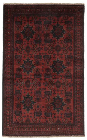 127X206 Tapete Oriental Afegão Khal Mohammadi Preto/Vermelho Escuro (Lã, Afeganistão)