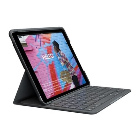 LOGITECH - Bluetooth-tangentbordsfodral för iPad 10.2 (7:e generationen) Slim Folio iPad 10.2 (7:e, 8:e och 9:e generationen) - AZERTY - Grå
