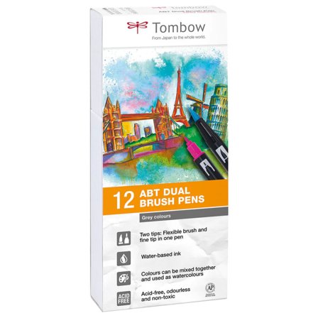 Tombow ABT Dual Brush pen 12-set Grey