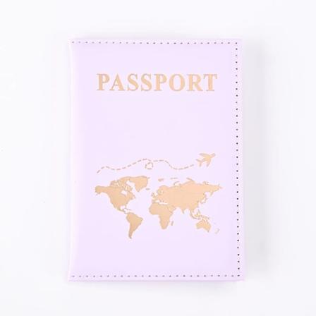 Mode Passport Beskyttelsesetui Verdensmønster Rejsepas Holder Tegnebog Gave PU Læder Kort Etui Dækning Unisex Opbevaringspose Light Purple