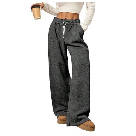 Vida Ben Svettbyxor med Hög Midja, Raka Ben och Dragsko med Elastisk Midja för Dam