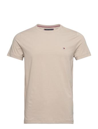Stretch Slim Fit Tee T-shirts Short-sleeved Creme Tommy Hilfiger*Betinget Tilbud