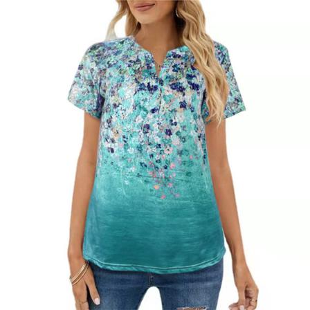 Kvinnor Kortärmade Toppar V-ringad T-shirt