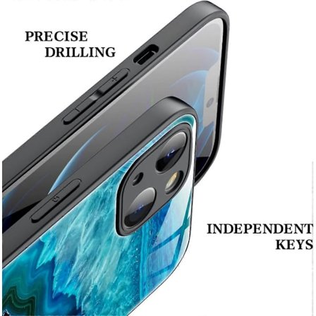 iPhone 13 Kuori, Lasinen Takakansi, Naarmuuntumaton, TPU Iskunkestävä Reuna, Pudotussuoja, Näytön Kameran Kevyt Kupera Kehyksen Suoja