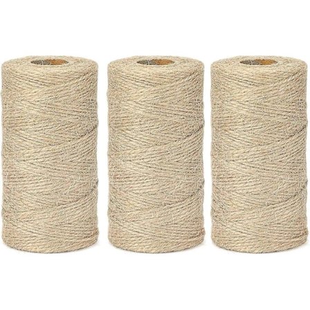 Jutesnor, naturlig hagejute tau, 2-trådet kunst- og håndverkslinhyssing brun for DIY-håndverk; Hagebruk 1.5MM*300M