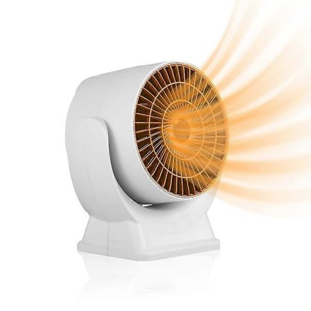 800W Mini Varmeovn, Energibesparende Mini Vifteovn med 3S Rask Oppvarming, Stille Økonomisk Romvarmer, Liten Romvarmer med Termostat Kontor