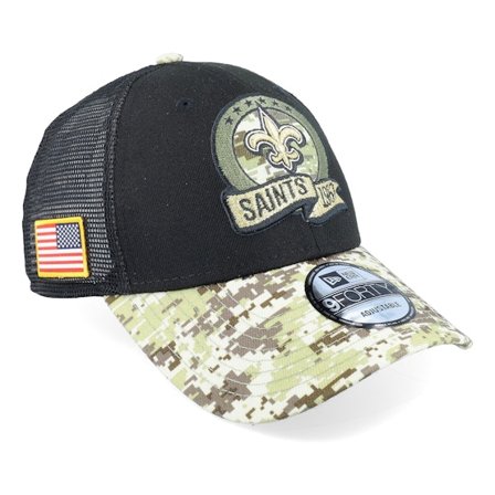 New Era - NFL Black trucker Czapka Z Daszkiem - New Orleans Saints M 9FORTY NFL Salute To Service 22 Black/Camo Trucker @ Hatstore