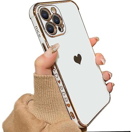 Kompatibel med Iphone 12 Pro Max Cover, Luksusbelagt Kærlighedshjerte Telefoncover, Sød Side Lille Kærlighedsmønster Blød Tpu Stødsikker Fuld Kamera 