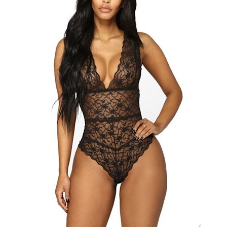 Sexet lingeri til kvinder blonde mesh bodysuit undertøj natkjole