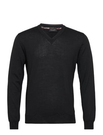 Merino Embroidery - Iv Strikkegenser V-krage Svart SAND