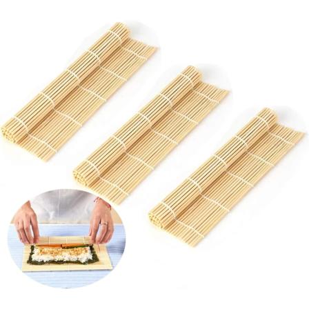Premium Sushi Måt, 3 stk., Fremstillet af Premium Bambus med Flot Finish Kvalitet Glat Hjælper til Sushi