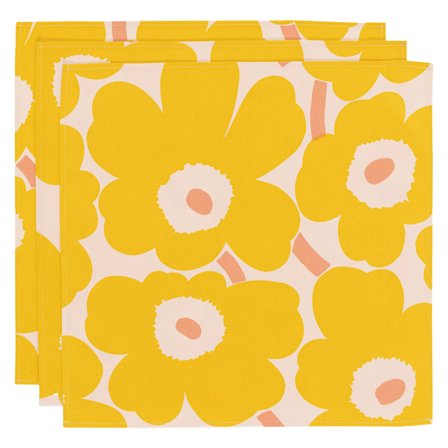 Marimekko Pieni Unikko serviett 3 stk, gul/rosa' - 'Rosa og gul