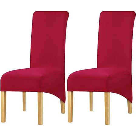 Hög rygg Stolöverdrag Stretch Spandex Tyg Cover Cover för Hem Matsal Kök Bankett Hotell Vin 2 stycken (röd)