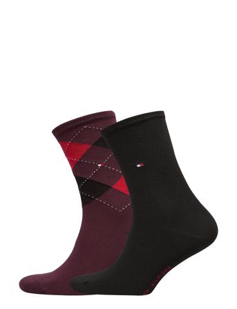 Th Women Check Sock 2P Lingerie Socks Regular Socks Rød Tommy Hilfiger
