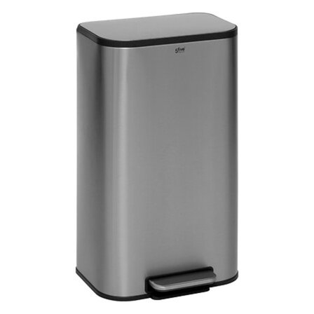 Korkea poljinroskis, 30 litraa, mattapintainen ruostumaton teräs, pehmeästi sulkeutuva kansi