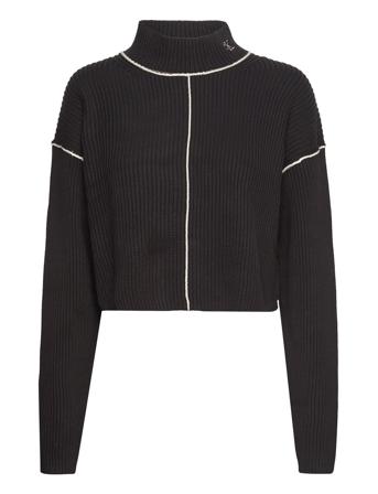 Contrast Seaming Loose Sweater Pullover Svart Calvin Klein Jeans*Betinget Tilbud