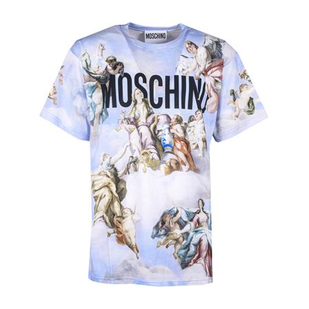 Moschino, T-Shirts Blauw, Heren, Maat:XL,Cotton,multicolor