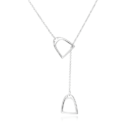 925 Sterling Silver Enkel Dubbel Häst Randig Lariat Halsband Häst (Silver)