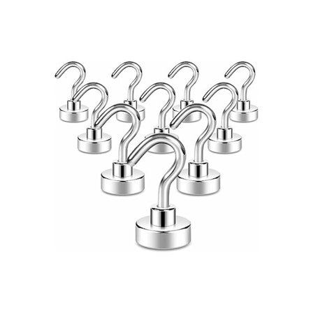 10 magnetiska krokar 10 kg+ stark magnet kylskåpskrok kraftig takkrok magnetisk krok