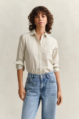 GANT - Regular fit poplinskjorte med striper til dame country beige