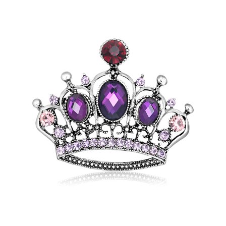 Mode personnalité accessoarer femme exagéré diamant couronne fuchsia ajouré vintage creatif épingle broche homme et femme