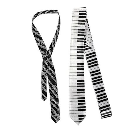 2 stk. Pianotastmønstret Slips Komfortabelt Slips