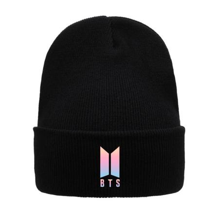 Bts Mjuk Stickad Mössa Vintervarm Ullmössa, Svart
