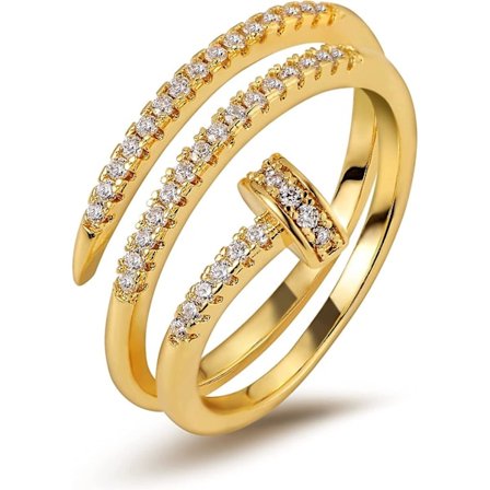 18k guldpläterade ringar för kvinnor med spoledesign, för kvinnor, flickor - spot sales