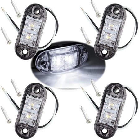 4 st vita 12V/24V ovala LED-sidomarkeringsljus främre bakljus lampor Univ
