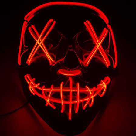 Halloween LED Mask Party Light Up Mix Color Masque Glow
