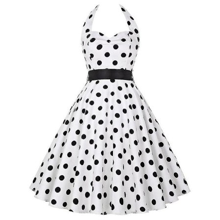 Sexig Retro Röd Polka Dot Klänning Audrey Hepburn Vintage Halter Klänning 50-talet 60-talet Gothic Pin Up Rockabilly Dress Robe