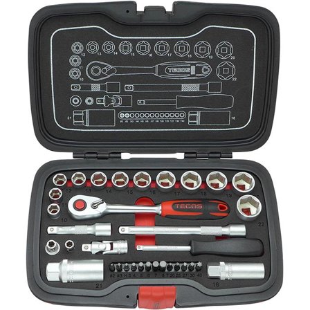 Tecos T-1934 Hylsnyckelsats 34 delar, 3/8", Skruva