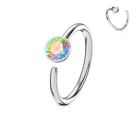 Piercingring i Titanium-IP 316L kirurgiskt stål med CZ (10 val) 3 AB (aurora Borealis)