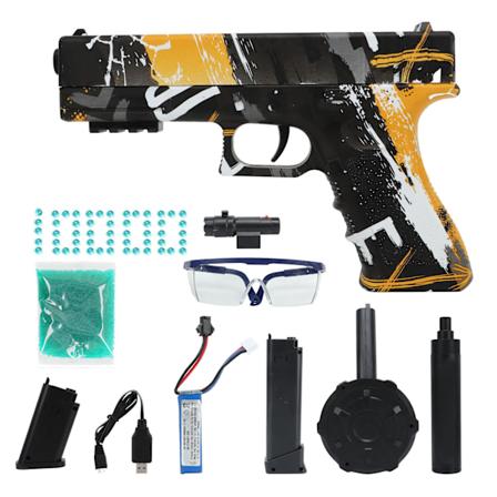Gel Ball Splatter Blaster Automaattinen sähköinen vesipallolelu 14-vuotiaille ja sitä vanhemmille Graffiti Keltainen Kymmenentuhatta vesipalloa