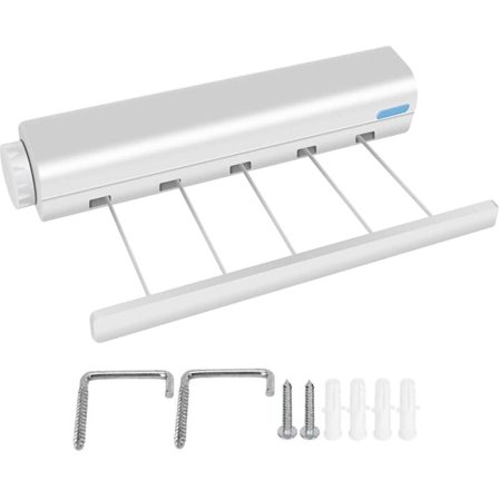 Uttrekkbar Klessnor, Kompakt Utrekkbar Veggmontert Bærbar Klessnor for Baderom, Stuer eller Terrasser Innendørs eller Utendørs Bruk, 3,75m (5 Liner)
